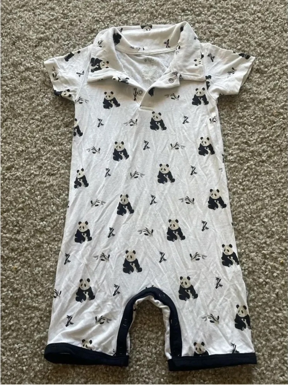 Kite Baby White Snap Romper with Black Floral Print
